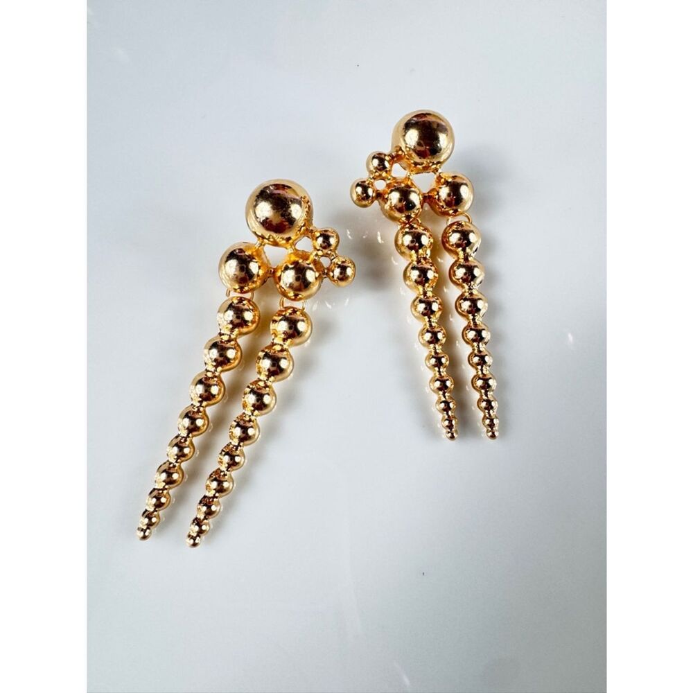 Zara Gold Ball Bead Statement Drop Earrings